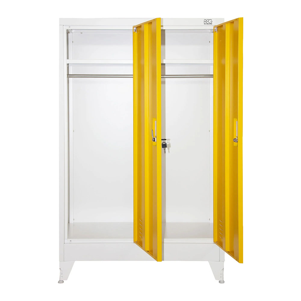 Двоен метален гардероб RFG 80/40/120 см бял-жълт